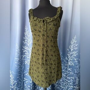 Chic Olive Floral Ruffle Mini Dress